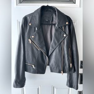 Blank NYC vegan leather black motorcycle jacket, size Large